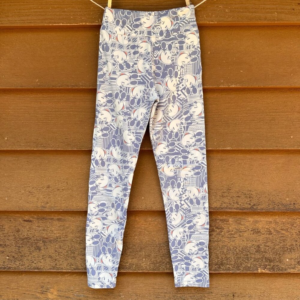 LuLaRoe Disney Mickey Mouse Print Leggings Tween Size Blue & White Stretchy